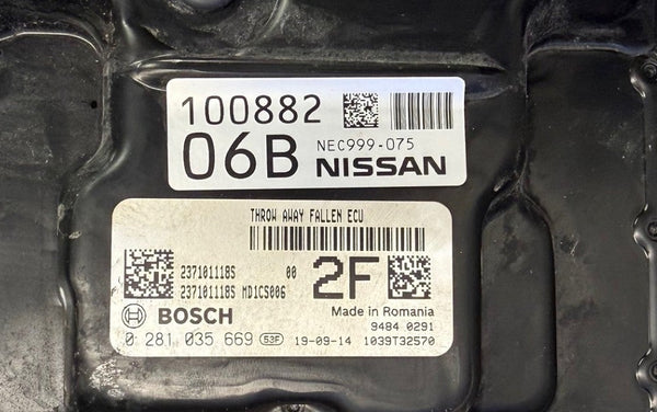 Nissan Qashqai 1.5 dCi 85 KW , 115 PS HP , Bosch MD1CS006 NEC999-075 0281035669 , 237101118S , Software 10SW054181 , 10SW036647