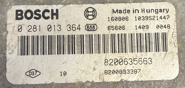 Renault Master 2.5 DCI Bosch EDC16C36 0281013364 8200635663 HW 8200635663 SW 1037390527 Software upgrade 8201155544