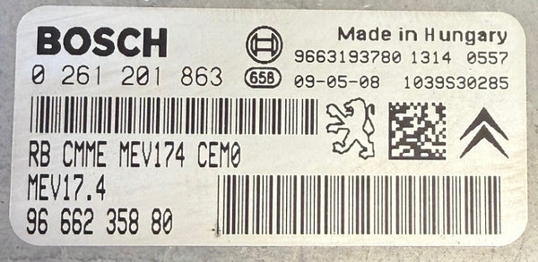 Peugeot Citroen 1.4 16V , Bosch MEV17.4 0261201863 9666235880 , SW 9663193780 1037397952 1037507393 Software upgrade 9667264880