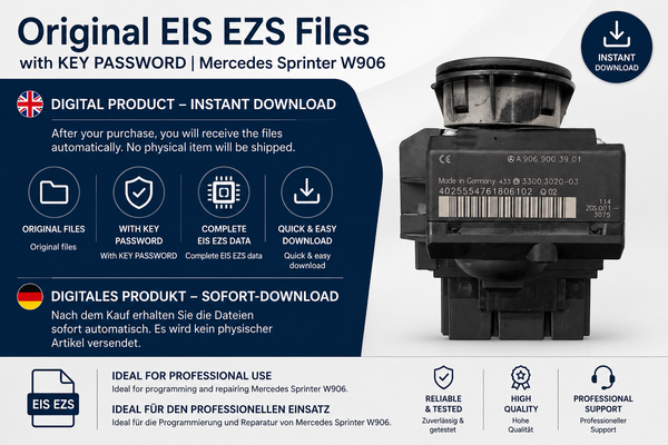 ملفات EIS EZS الأصلية مع كلمة المرور، لسيارة مرسيدس سبرينتر W906 A9069003901، ZGS001، فلاش وEEPROM MC9S12DT256