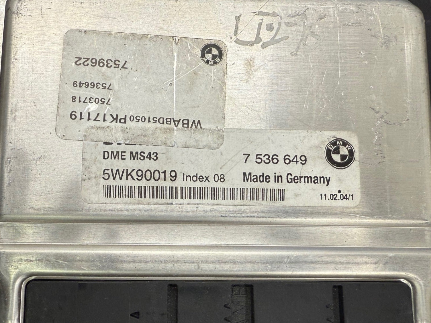 Original File BMW Siemens DME MS43 7536649 5WK90019 , Hardware 7536649 Software 8000 , Flash File 512 KB