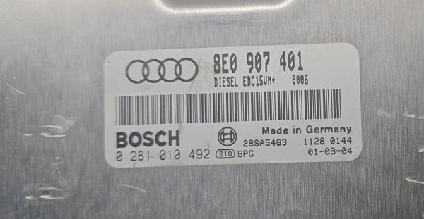 Audi A4 2.5L V6 TDI 8E0907401 Bosch EDC15VM Plus 0281010492, Software 1037531925
