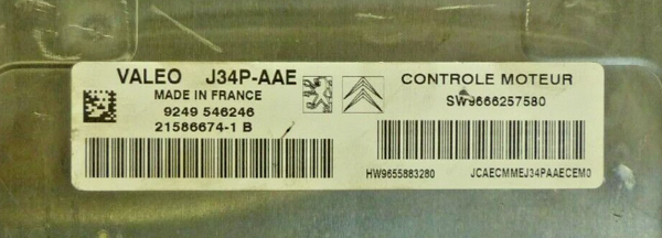 Immo Off File, Immobilizer Files Citroen, Peugeot 206 1.4 Valeo J34P SW966257580 HW 9655883280 Software upgrade 9666257580