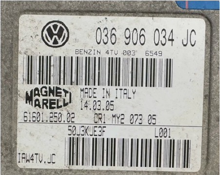 Immo Off File Volkswagen VW Polo 1.4 Benzin 036906034JC , 036906034 JC , IAW4TC.JC 61601.250.02 6160125002