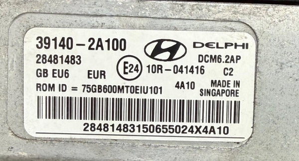 الملفات الأصلية هيونداي I20 1.1 12V CRDi 55 كيلوواط 75 حصان، دلفي DCM6.2AP، 39140-2A100 28481483، HW 039140-2A10 SW A770، ترقية البرنامج 77GB600MN0EIU102