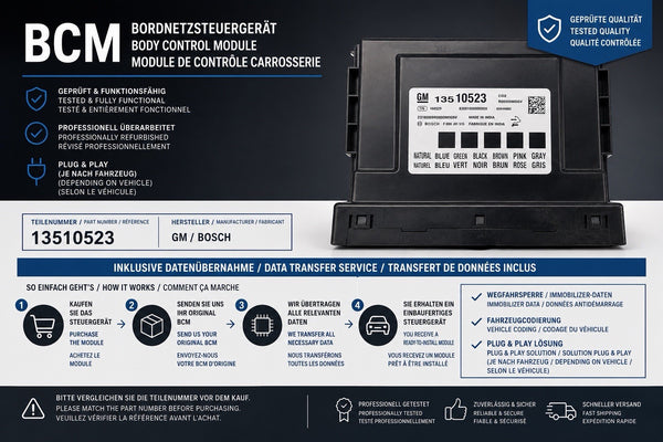 PLUG&PLAY INK Datenübernahme Opel Astra Bordnetzsteuergerät BCM 13510523
