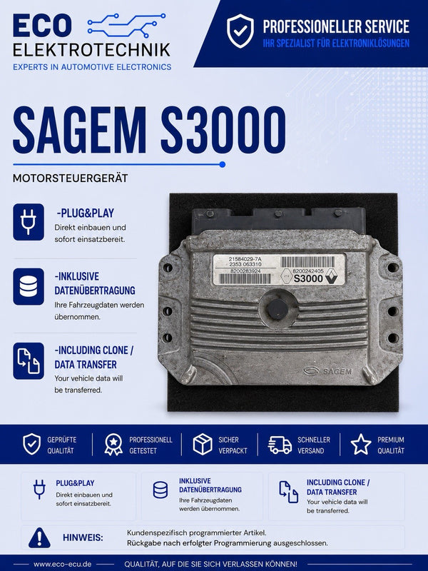 Plug&Play INK Datenkopie Renault Megane 1,6 ECU MS 8200242405 8200283924