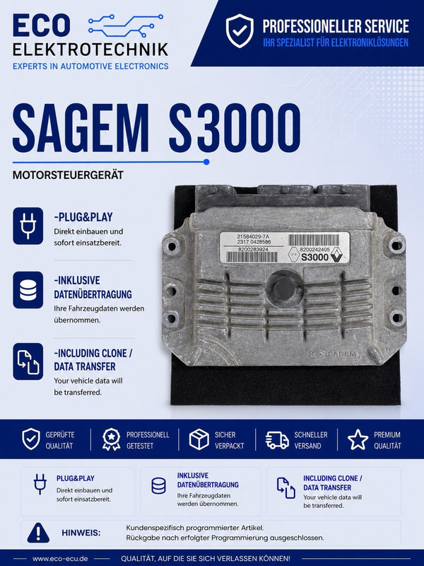 Plug&Play INK Datenkopie Renault 1.6 ECU MS 16V21584029-7A 8200242405
