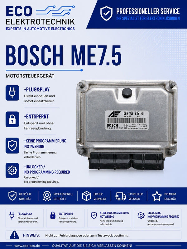 Plug&Play ENTSPERRT VW Sharan 1.8T ECU MS 06A906032HA 0261207355