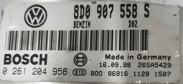 VW Bosch Motorsteuergerät (ENTSPERRT OHNE WFS) 0261204956 8D0907558S BOSCH
