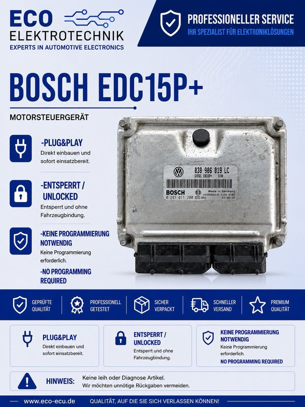 Plug&Play ENTSPERRT VW Polo 1.9 TDI ECU MS 0281011200 038906019LC