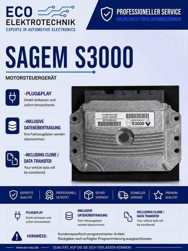 Plug&Play INK Datenkopie Renault 1.6 21584153-3B1 8200298463 8200298457