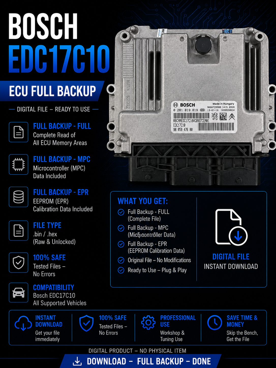 Original Files Citroen C3  1.6 HDI , Bosch EDC17C10  0281019819  I  HW 9666077280  I SW  1037528737  103752876  9666729580 I Software upgrade  9679176980 I