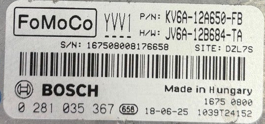 Original Files Ford Transit Connect 1.5 TDCI Bosch MD1CS005 0281035367 KV6A-12A650-FB HW JV6A-12B684-TA, SW 10SW029907 Software upgrade JV6A-14C204-AH