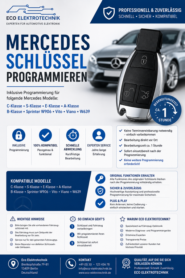 Mercedes Schlüssel Programmieren Inklusive Schlüssel: C , S , E , A , B klasse , Sprinter W906 , Vito Viano W639