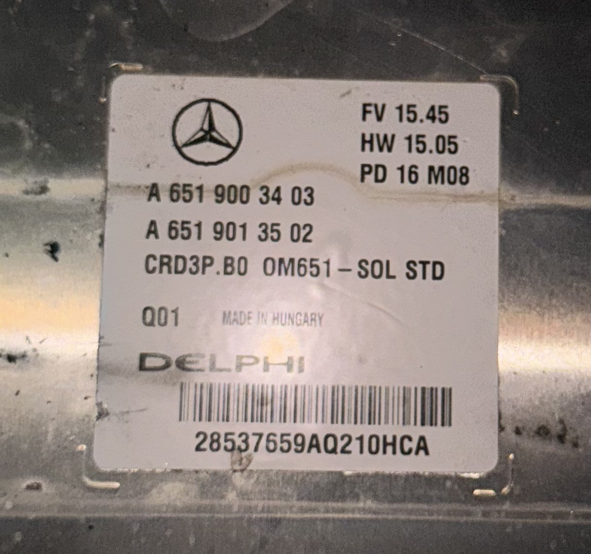 Original File Mercedes Sprinter 163 PS Delphi Motorsteuergerät CRD3P.B0 A6519003403 A6519013502 6519042500 651902603 SWUP 651036157