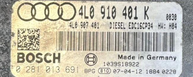 IMMO OFF File Eeprom Audi Q7 3.0 TDI V6 232 PS HP EDC16CP34 SW 1037383723 Software upgrade 4L0910401K 0281013691