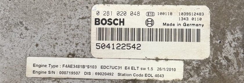 VIRGIN EEPROM FILE  Iveco  Eurocargo  LKW Truck  75E18  Euro 5  I Bosch EDC7UC32  02871020048  I  504122542  I  SW  103734255  Software upgrade  P340VA02 fbymbq02_ef4  I