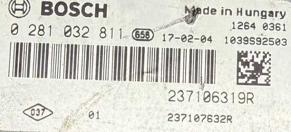 ملفات أصلية رينو كليو 1.5 DCI بوش EDC17C84 0281032811 ، 237106319R ، SW 10SW003006 ترقية برمجيات 237618434R