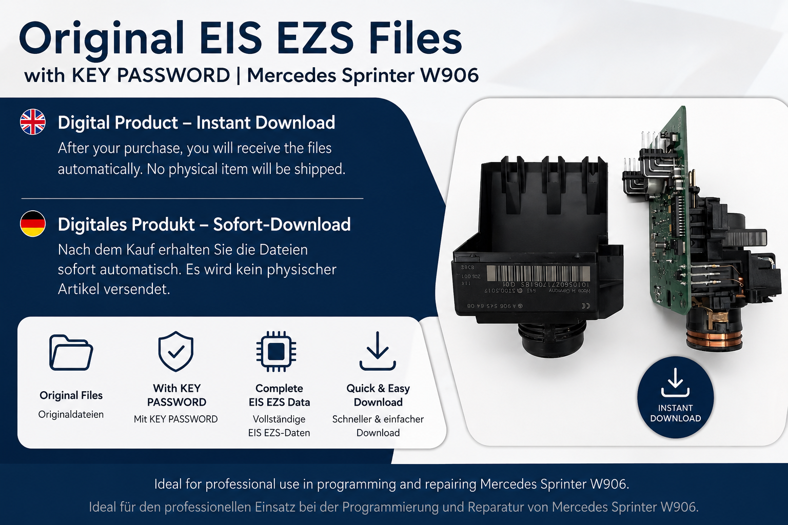 Original EIS EZS Files With KEY PASSWORD I Mercedes Sprinter W906  A9065456408  ZGS001  I  MC9S12DT256 Flash und EEPROM