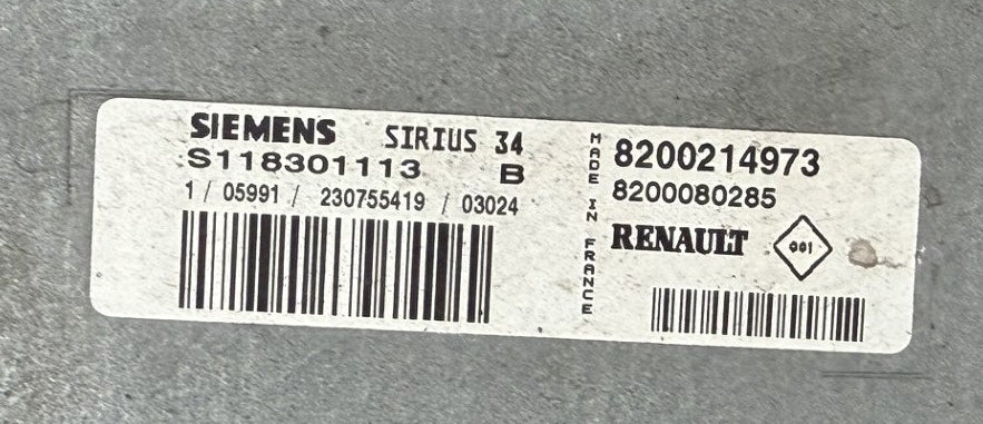 IMMO OFF File , Wegfaghrsperre Dateien , Renault Clio II 1.4 16V  Siemens Sirius 34 , S118301113B  I  8200214973  I  82002080285  I
