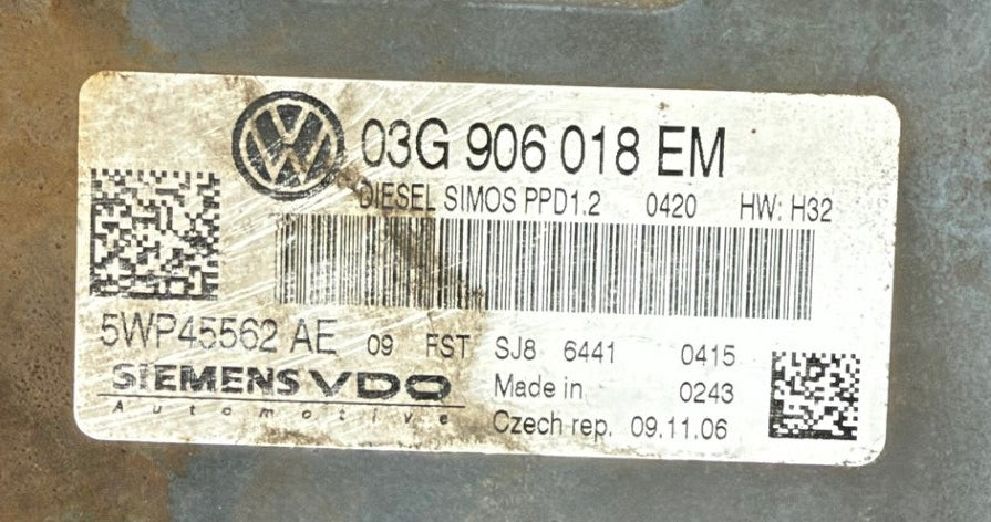 IMMO OFF File  I Wegfahrsperre Dateien  I  VW  Passat  2.0 TDI I Siemens PPD1.2  I  03G906018EM   5WP45562  AE  I    SW  6576286325  Software upgrade  03G906018EM  1881 I