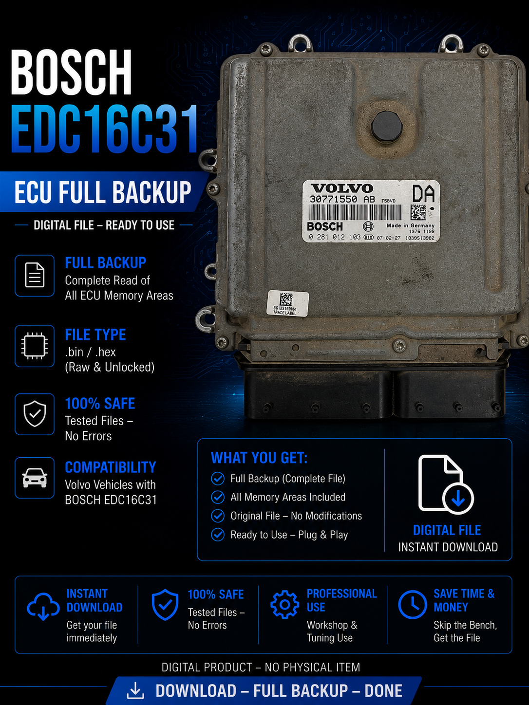 Original Files Volvo S60  2,4 D I  120 KW I 163 PS HP I  Bosch EDC16C31  0281012103  I  SW 1037375898  I  Software upgrade  1037395577 I