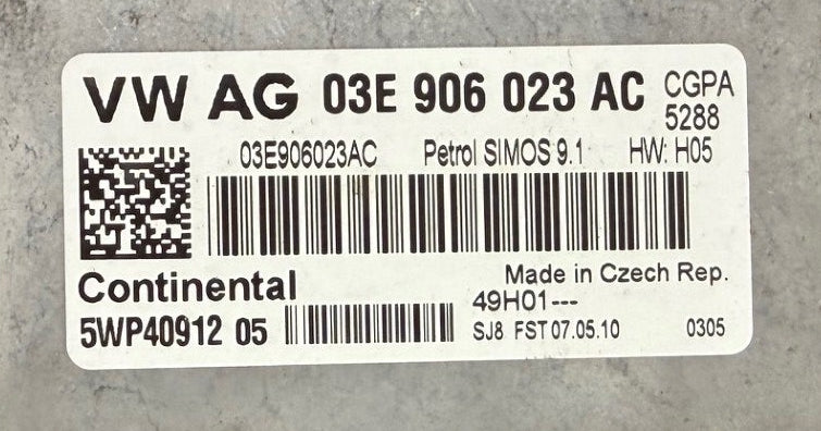 IMMO OFF File Wegfahrsperre Dateien Skoda Fabia II 1.2 , Siemens Continental  Simos 9.1 I HW 05 I 03E906023AC I  CGPA 5WP40912 05 I SW 6577315505 I