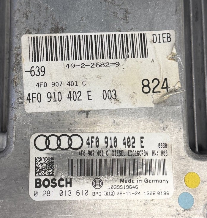 Original Files Audi A6 4F  3.0 TDI  171 KW 232 PS HP , 4F0910402E  0281013610  , SW 1037384623  Software upgrade 4F0910402E  0030