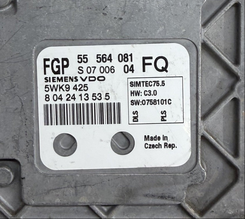 Original Files  Opel Zafira Astra 1.8 Z18XER  I Siemens SIMTEC75.5   55564081  S0700604  FQ  5WK9425 I HW C3.0  SW 0758201C  CAO75810