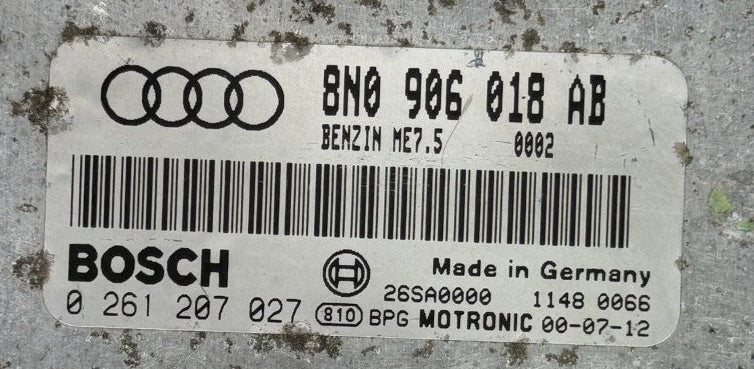 IMMO OFF File , Wegfahrsperre Dateien ,  Audi A3 8L 180 PS HP   1.8 20V , Bosch ME7.5 I 0261207027 I  8N0906018AB  0261207027 , SW  1037354503  Software upgrade  8N0906018AB  0002