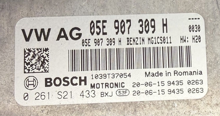 Original Files VW Golf Sport Van 1.5 TFSI Bosch MG1CS011 05E907309H  0261S21433  I SW 10SW049886  10SW044161 I Software upgrade 05E906018AS I