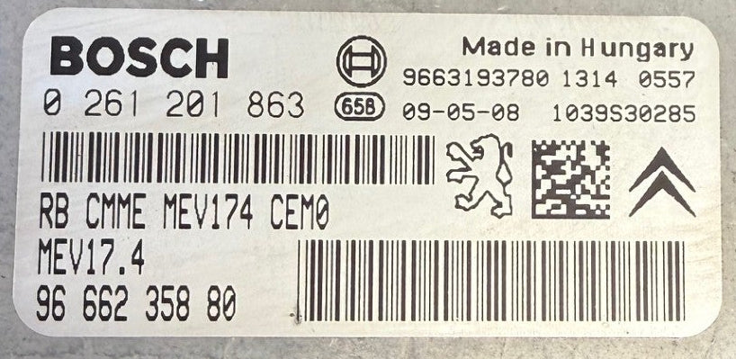 Original Files Peugeot Citroen 1.4 16V , Bosch MEV17.4  0261201863  9666235880  ,  SW 9663193780  1037397952  1037507393  Software upgrade  9667264880