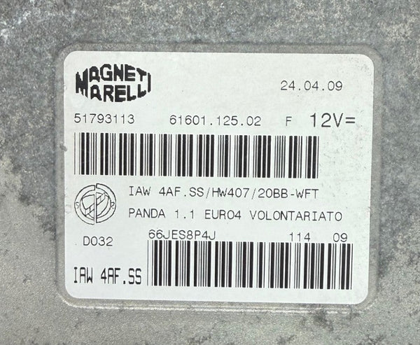 Wegfahrsperre Dateien  Fiat Panda 1.1 Euro 4  Magneti Marelli  51793113  6160112502  IAW4AF.SS  HW407 20BB-WFT