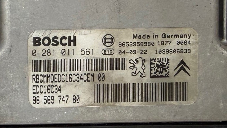 Original Files Peugeot Citroen 1.6 HDI  Bosch EDC16C34  0281011561  9656974780   SW 1037371808  Software upgrade 1037380723