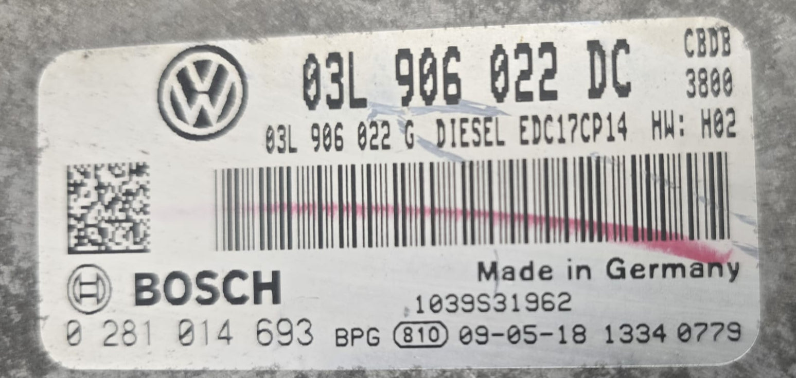 Original Files Volkswagen Golf 2.0 TDI CBDB Bosch EDC17CP14 03L906022DC 03L906022G SW 0281014693 Software upgrade 1037563671