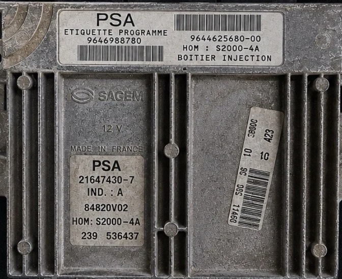 Original Files Peugeot 206  1.4  8V  , Sagem S2000 -4A  I HW  9655004480   I  9646988780   9644625680   21647430-7  I