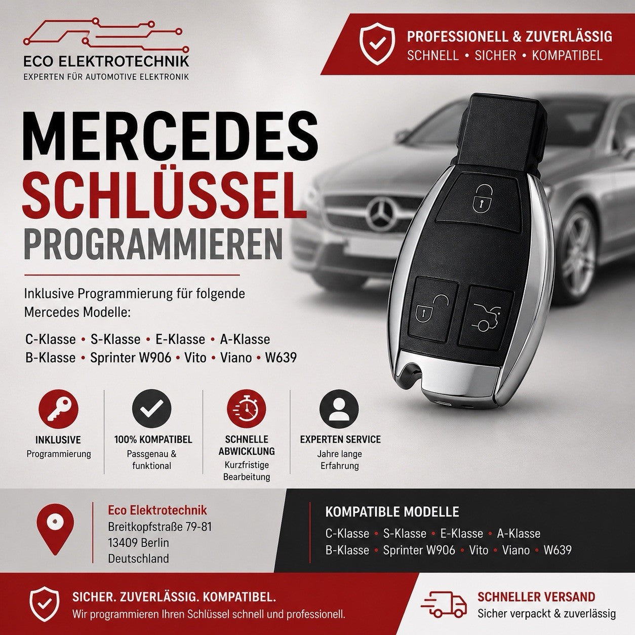 Mercedes Schlüssel , Sprinter , C Klasse ,E Klasse ,Programmierung Ink schlüssel