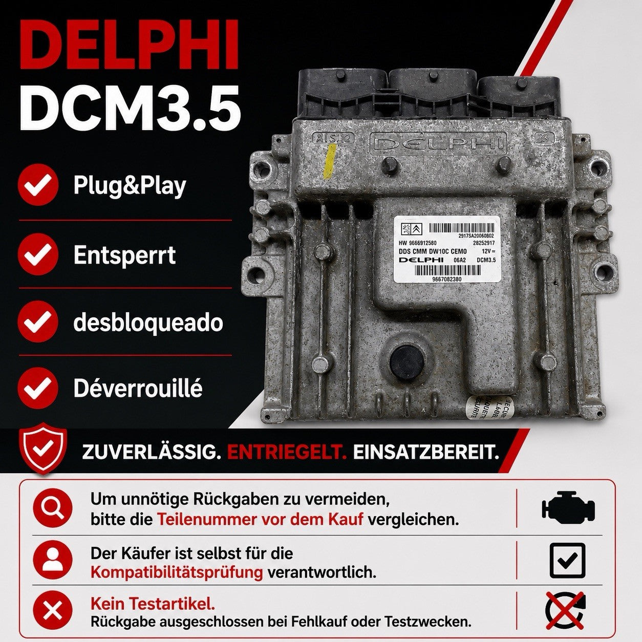 PLUG&PLAY ENTSPERRT Citroen 2.0 ECU MS 9666912580 9667082380