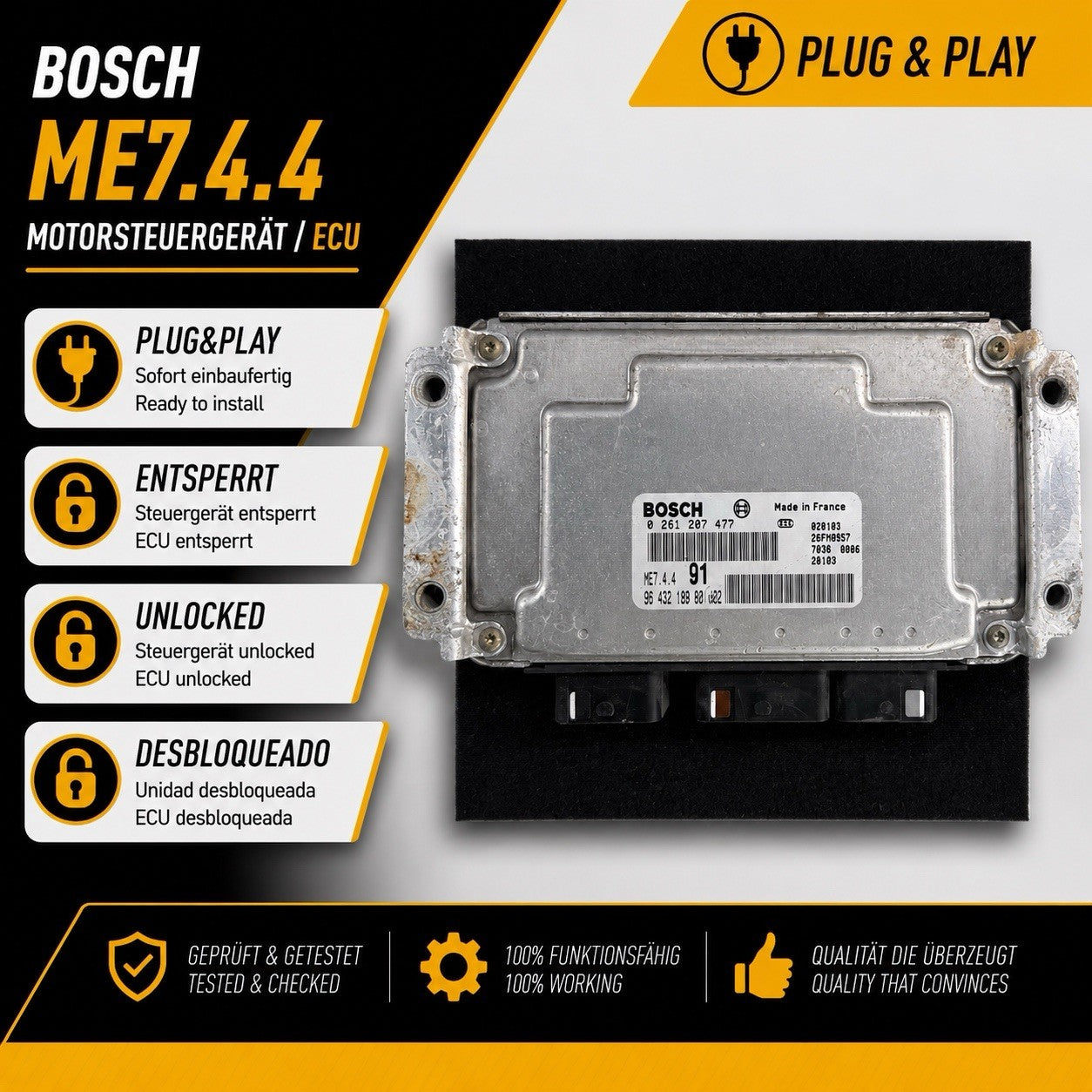 Plug&Play ENTSPERRT Peugeot Citroen 1.6 ECU MS 0261207477 9650347980