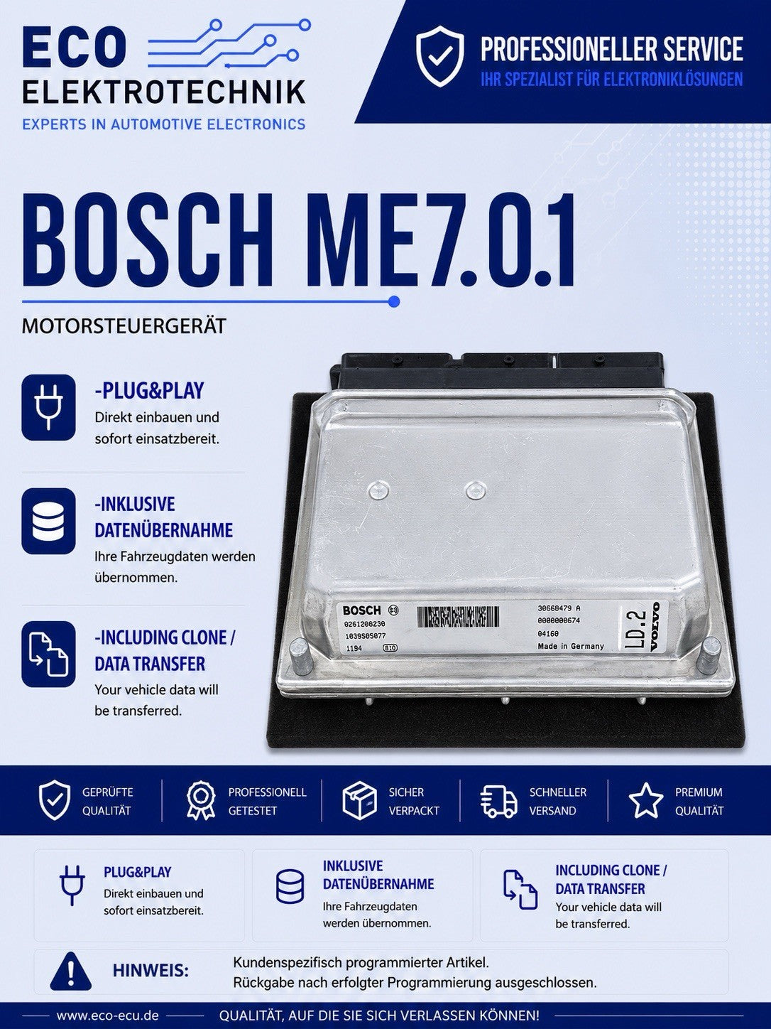 Plug&Play INK Datenkopie Volvo XC90 2.4T ECU MS 0261208290  1039S05977