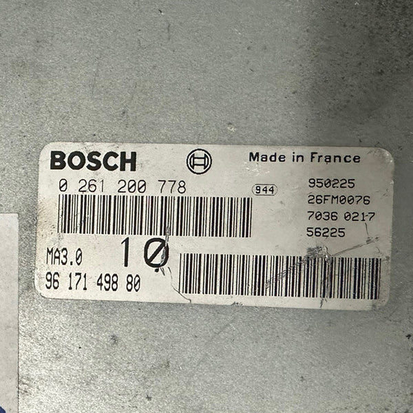 Peugeot 106 Motorsteuergerät Bosch 0261200778, 9617149880, Ohne Wegfahrsperre