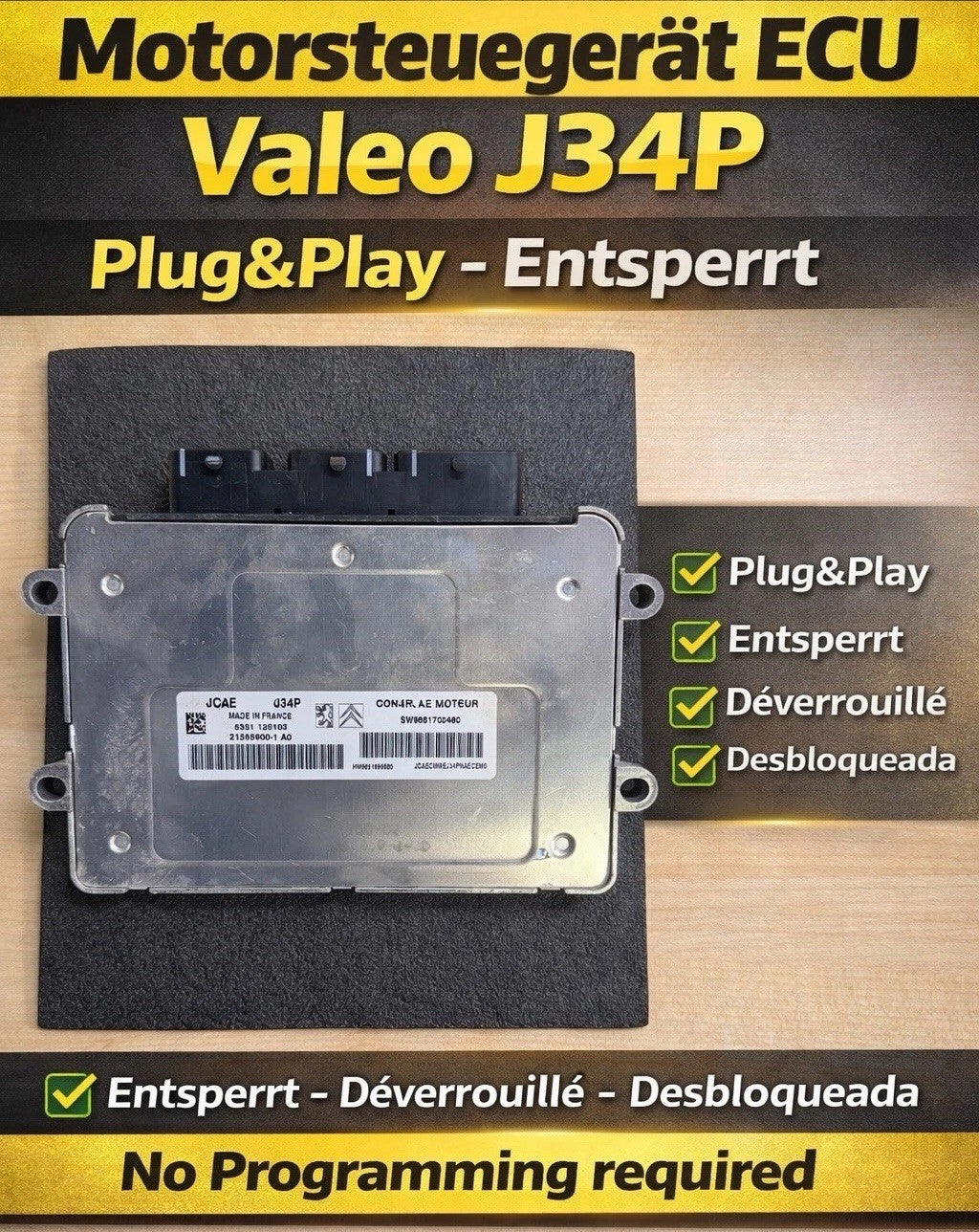 PLUG&PLAY ENTSPERRT Citroen C2 Motorsteuergerät SW 9661700480 HW 9651696680