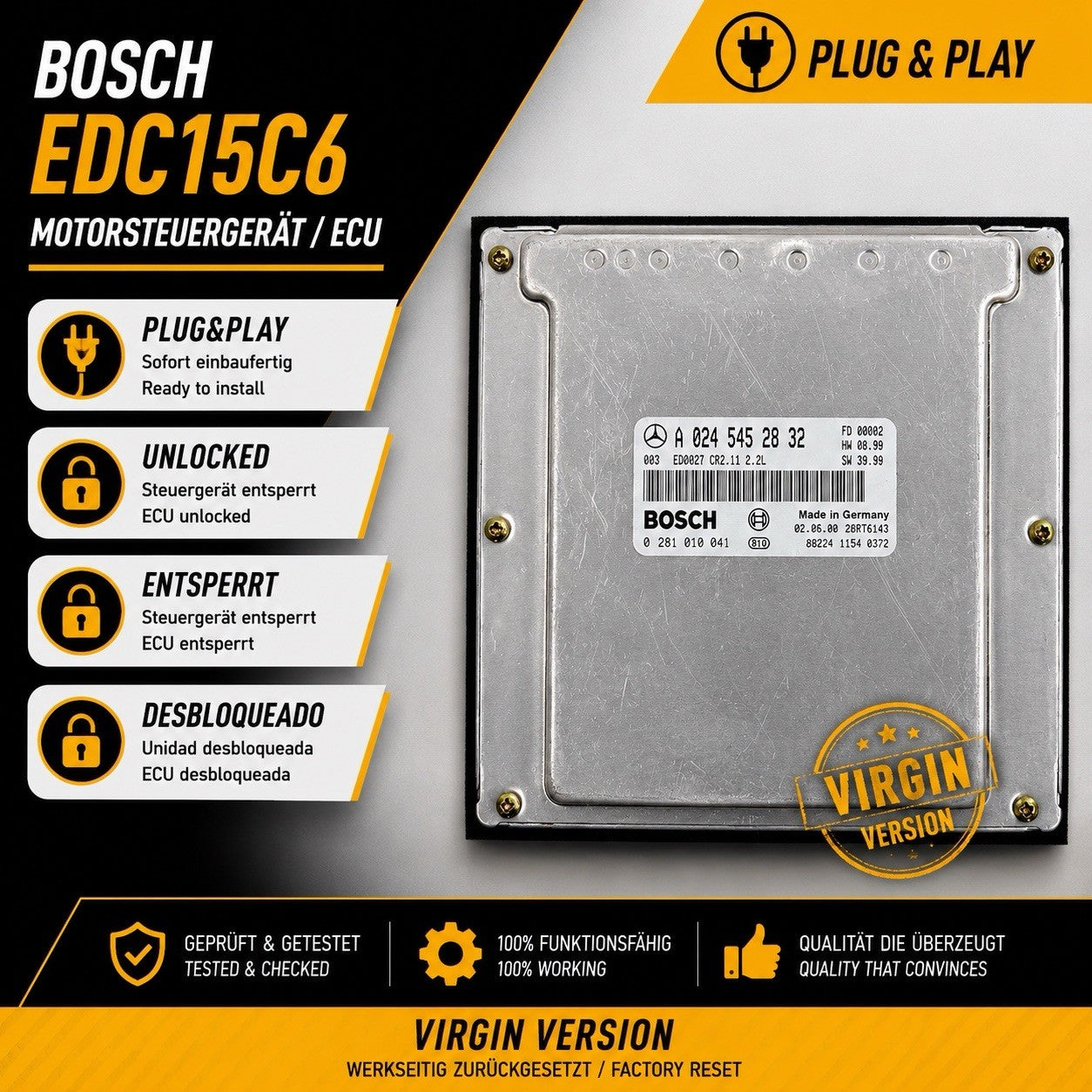 Plug&Play Mercedes W210 ECU Motorsteuergerät A0245452832 0281010041