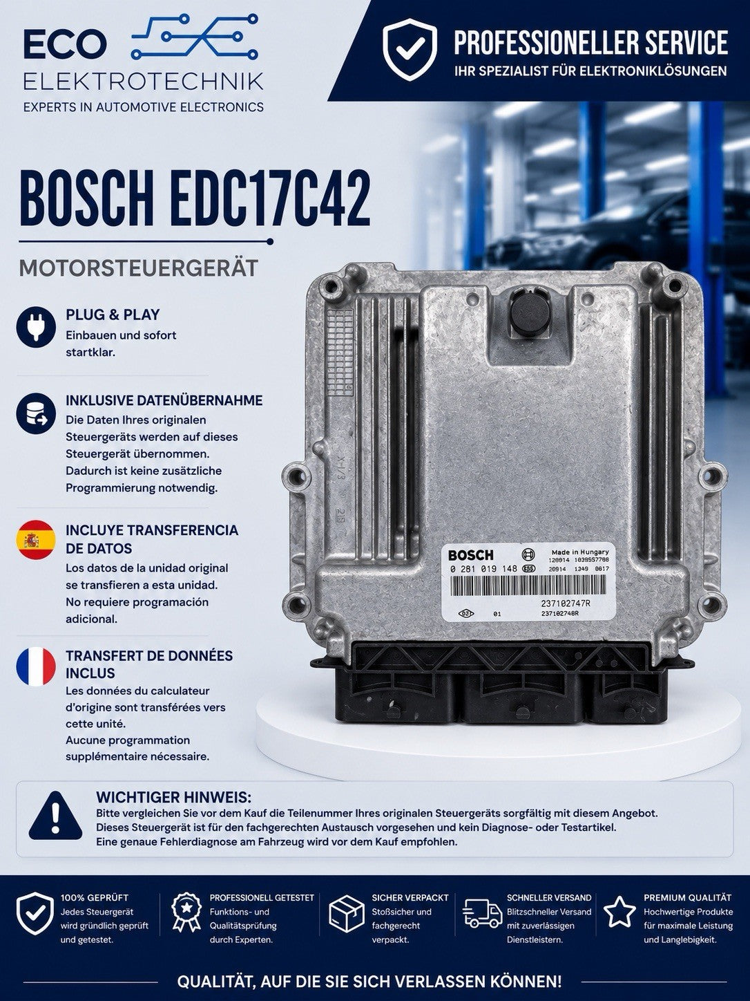 Plug&Play INK PROGRAMMIERUNG RENAULT CLIO IV 1.5 DCI 0281019148 237102747R