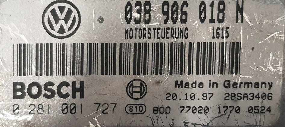 VW Passat (ENTSPERRT OHNE WFS) Motorsteuergerät 038906018N, Bosch 0281001727