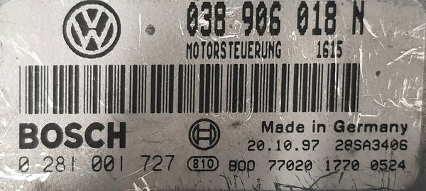 VW Passat (ENTSPERRT OHNE WFS) Motorsteuergerät 038906018N, Bosch 0281001727