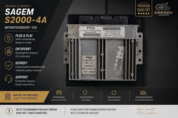 Plug&Play ENTSPERRT Peugeot 1.4 ECU MS 9646988780 9644625680 21647430-7