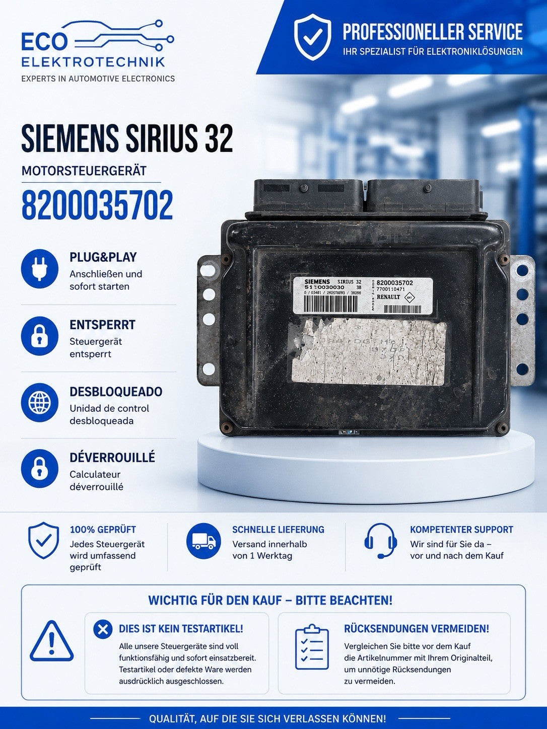 Plug&Play ENRSPERRT Renault Twingo 1.2 ECU MS 7700112338 S110030102B
