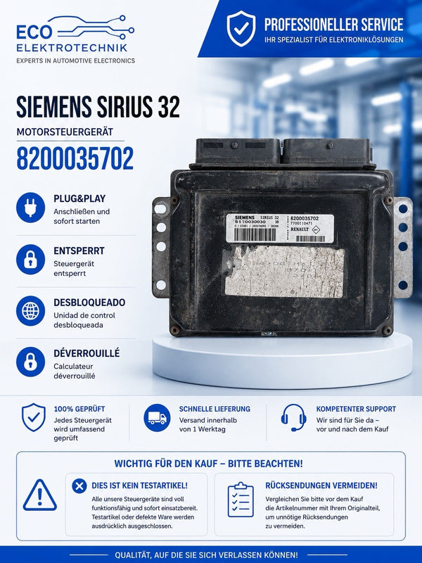 Plug&Play ENRSPERRT Renault Twingo 1.2 ECU MS 7700112338 S110030102B